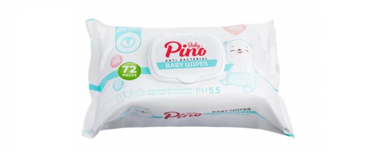 دستمال مرطوب کودک پینو بیبی مدل آنتی باکتریال بسته 72 عددی 